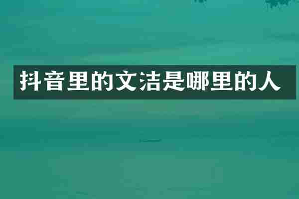抖音里的文洁是哪里的人
