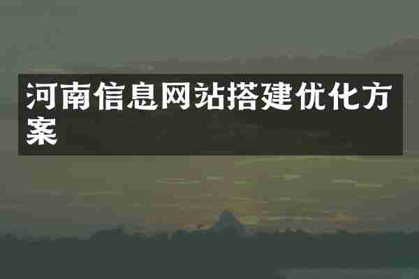 河南信息网站搭建优化方案