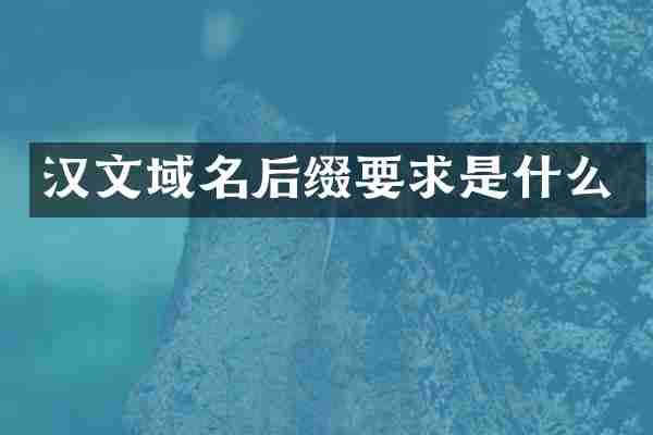 汉文域名后缀要求是什么