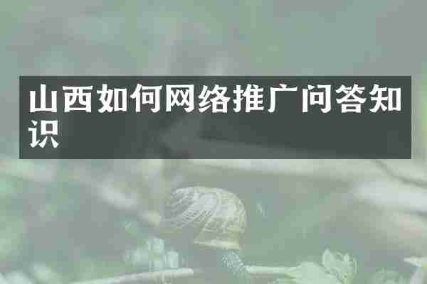 山西如何网络推广问答知识