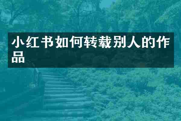 小红书如何转载别人的作品