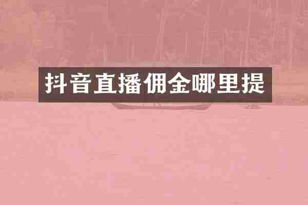 抖音直播佣金哪里提