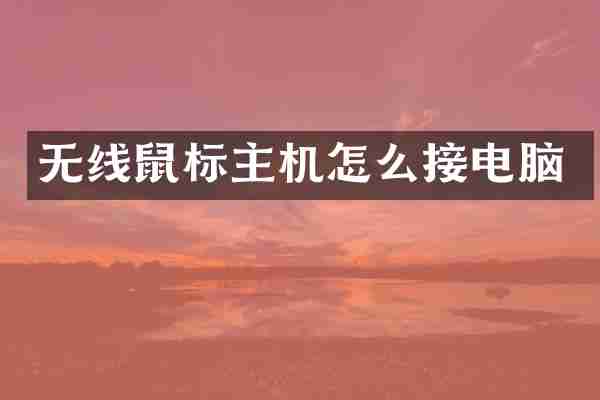 无线鼠标主机怎么接电脑