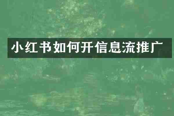 小红书如何开信息流推广