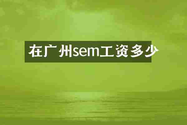 在广州sem工资多少