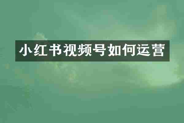 小红书视频号如何运营