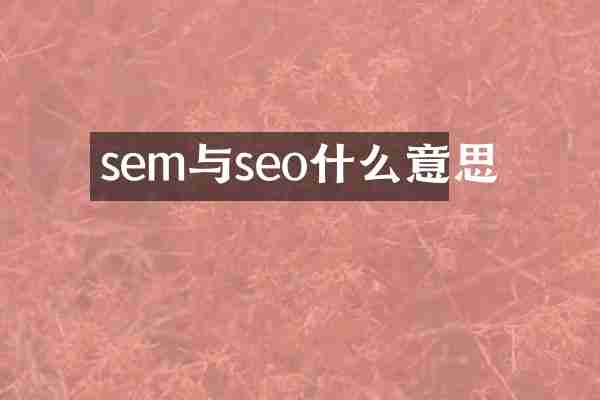 sem与seo什么意思