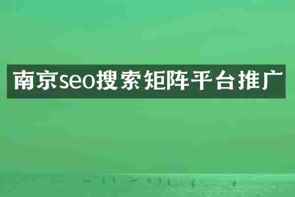 南京seo搜索矩阵平台推广