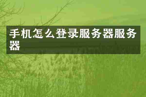 手机怎么登录服务器服务器