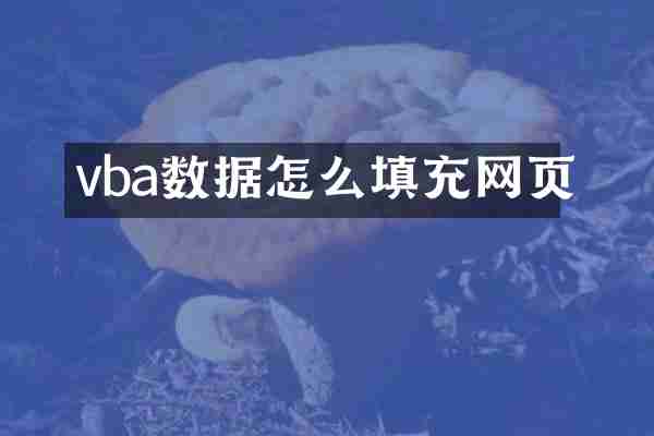 vba数据怎么填充网页