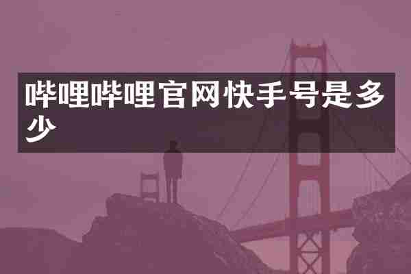 哔哩哔哩官网快手号是多少