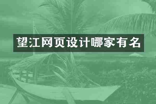 望江网页设计哪家有名