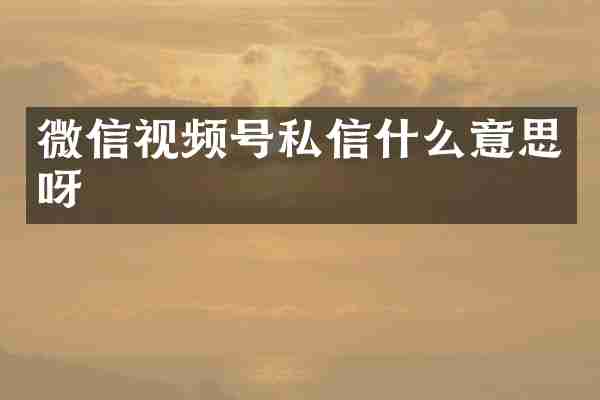 微信视频号私信什么意思呀