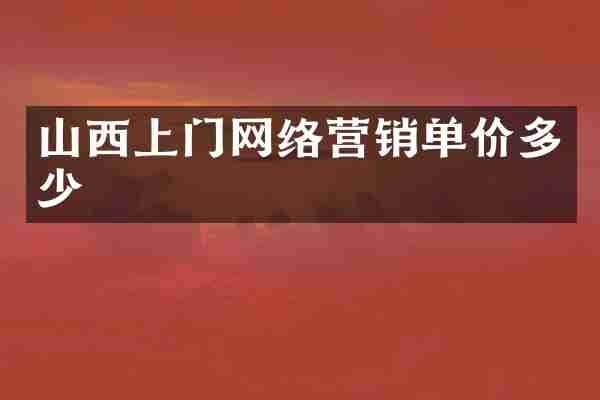 山西上门网络营销单价多少