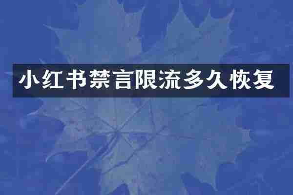 小红书禁言限流多久恢复