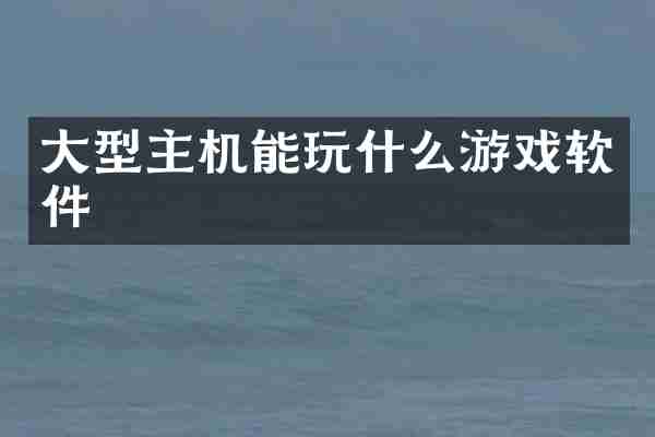 大型主机能玩什么游戏软件
