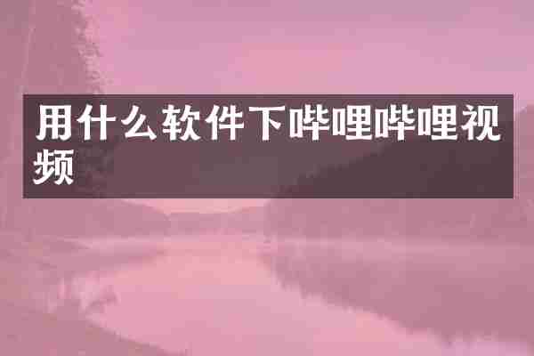用什么软件下哔哩哔哩视频
