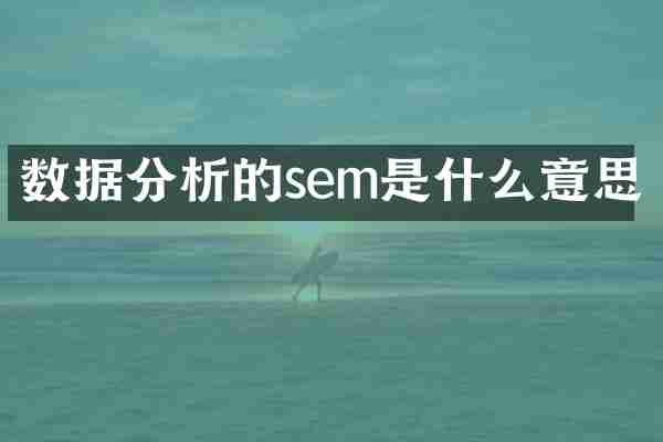 数据分析的sem是什么意思