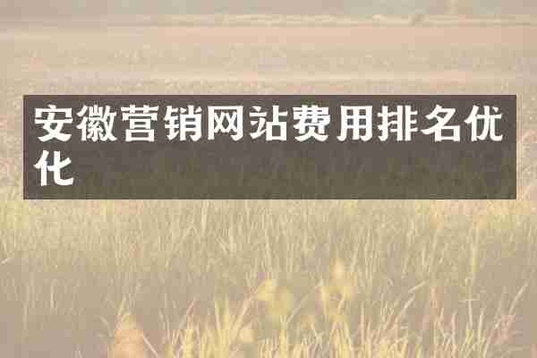 安徽营销网站费用排名优化