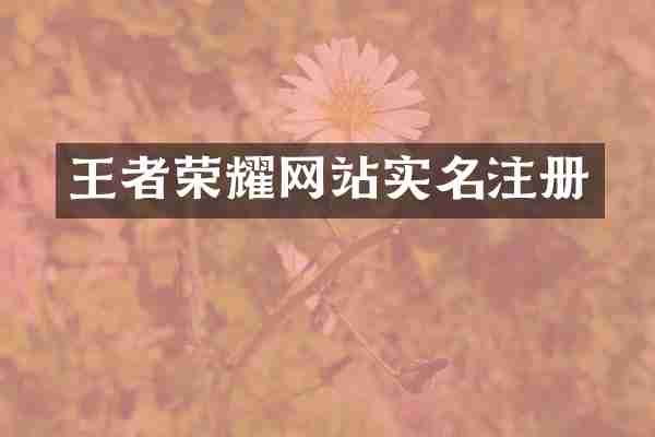 王者荣耀网站实名注册