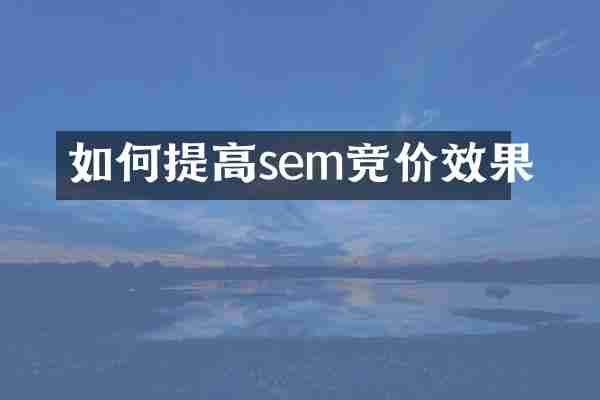 如何提高sem竞价效果
