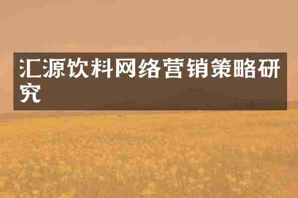 汇源饮料网络营销策略研究