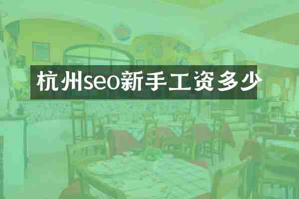 杭州seo新手工资多少
