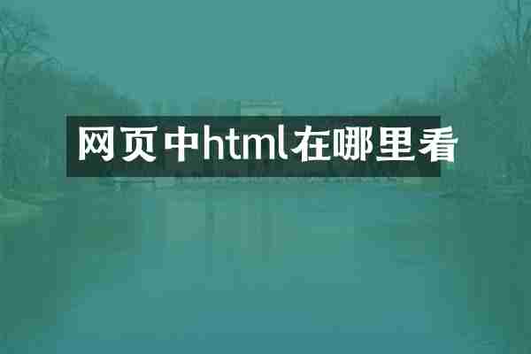 网页中html在哪里看