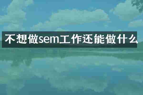 不想做sem工作还能做什么