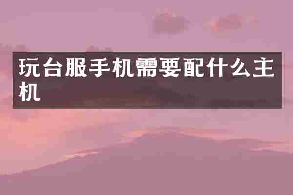 玩台服手机需要配什么主机
