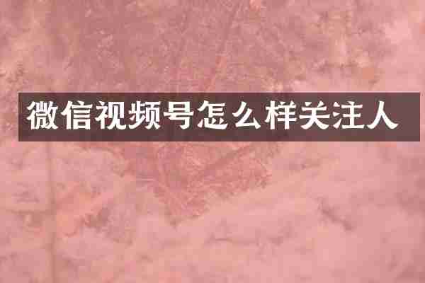 微信视频号怎么样关注人