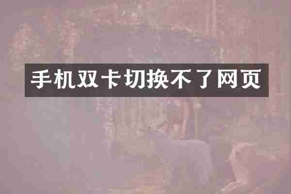 手机双卡切换不了网页