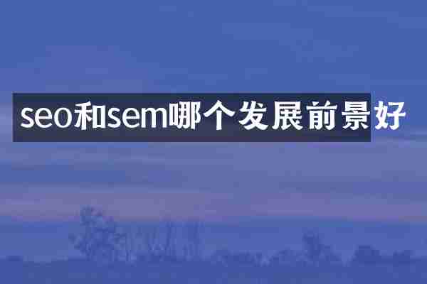 seo和sem哪个发展前景好