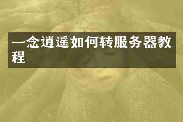 一念逍遥如何转服务器教程