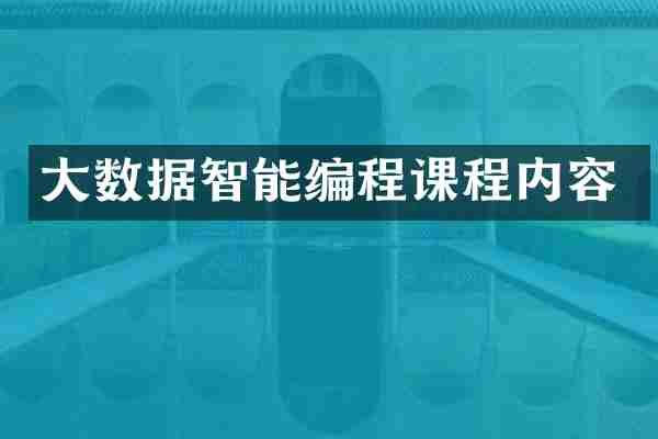 大数据智能编程课程内容