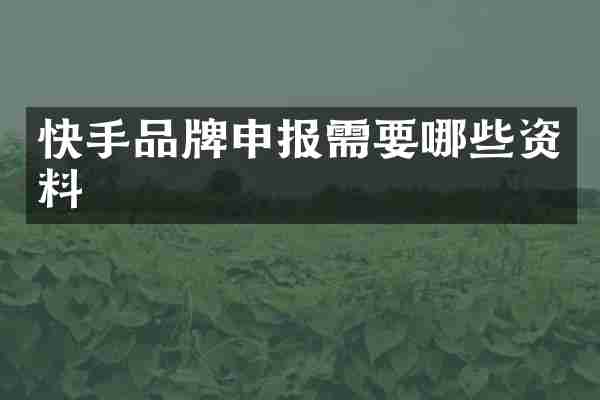 快手品牌申报需要哪些资料