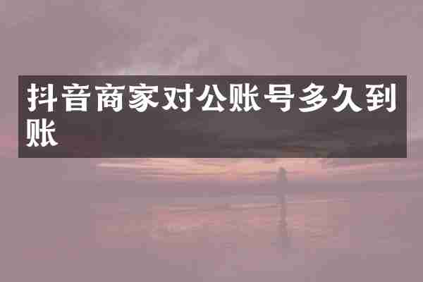 抖音商家对公账号多久到账