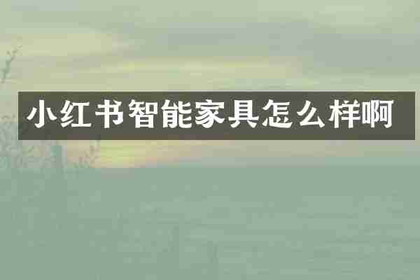 小红书智能家具怎么样啊