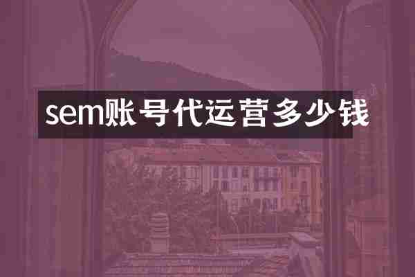 sem账号代运营多少钱