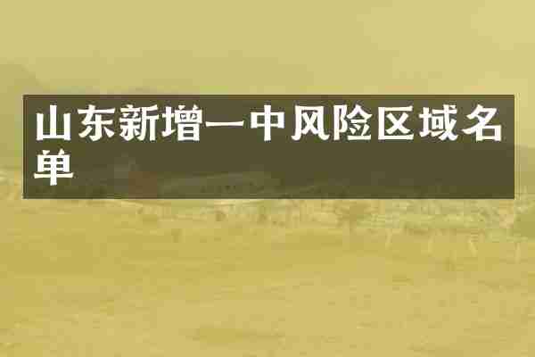 山东新增一中风险区域名单