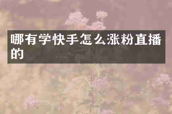 哪有学快手怎么涨粉直播的