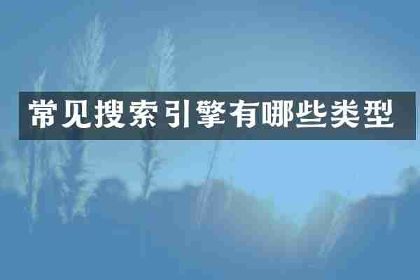 常见搜索引擎有哪些类型
