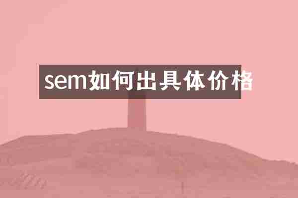 sem如何出具体价格