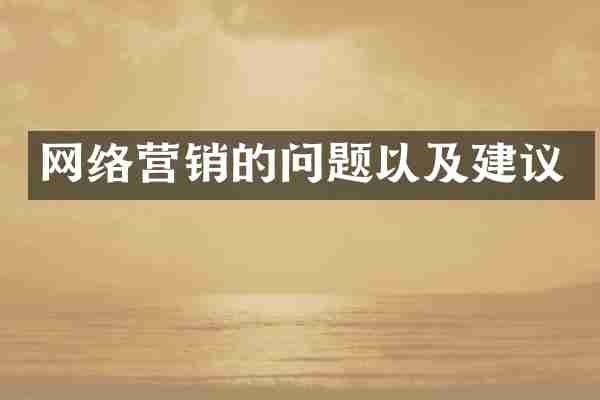 网络营销的问题以及建议