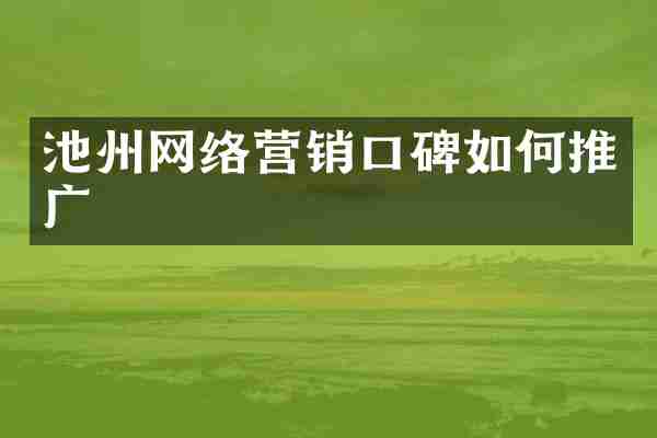 池州网络营销口碑如何推广