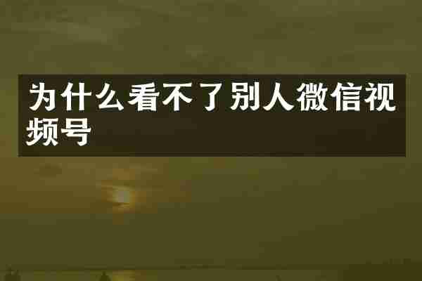为什么看不了别人微信视频号