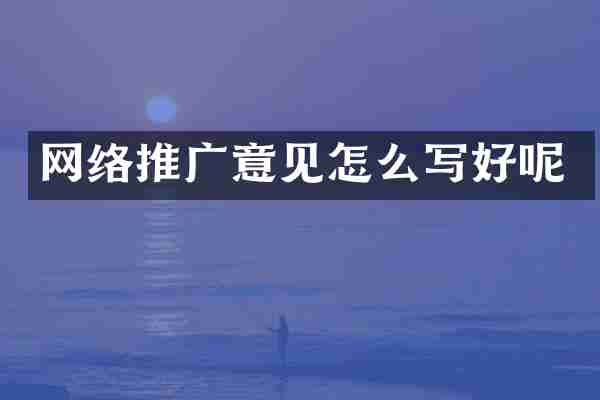 网络推广意见怎么写好呢