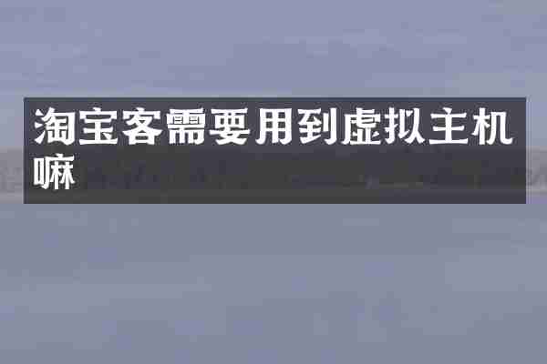 淘宝客需要用到虚拟主机嘛