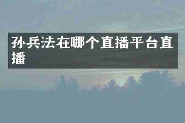 孙兵法在哪个直播平台直播