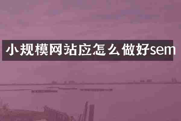 小规模网站应怎么做好sem